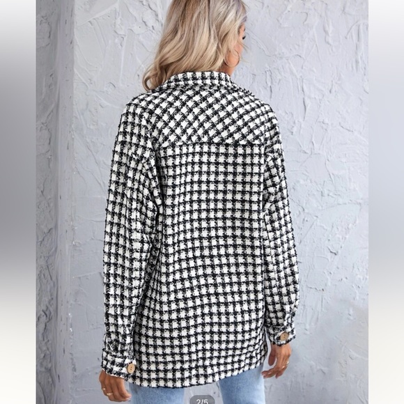NWOT- Fall Checkered Black and White Blazer Jacket - Size Large - Picture 6 of 6